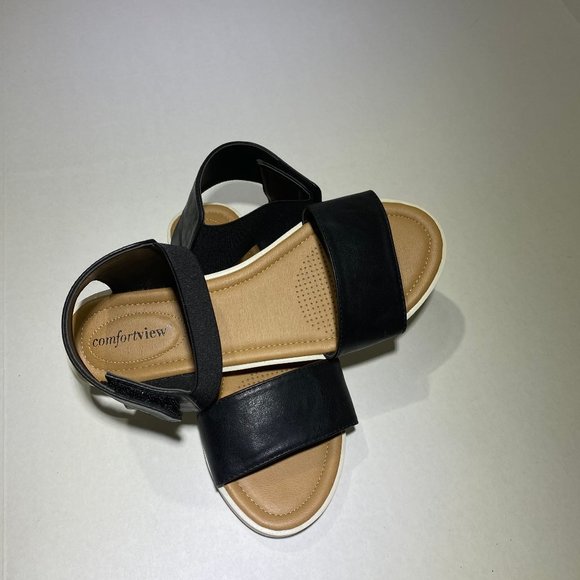 COMFORTVIEW Violet Sandal, Black, Size 7 W - Picture 4 of 10